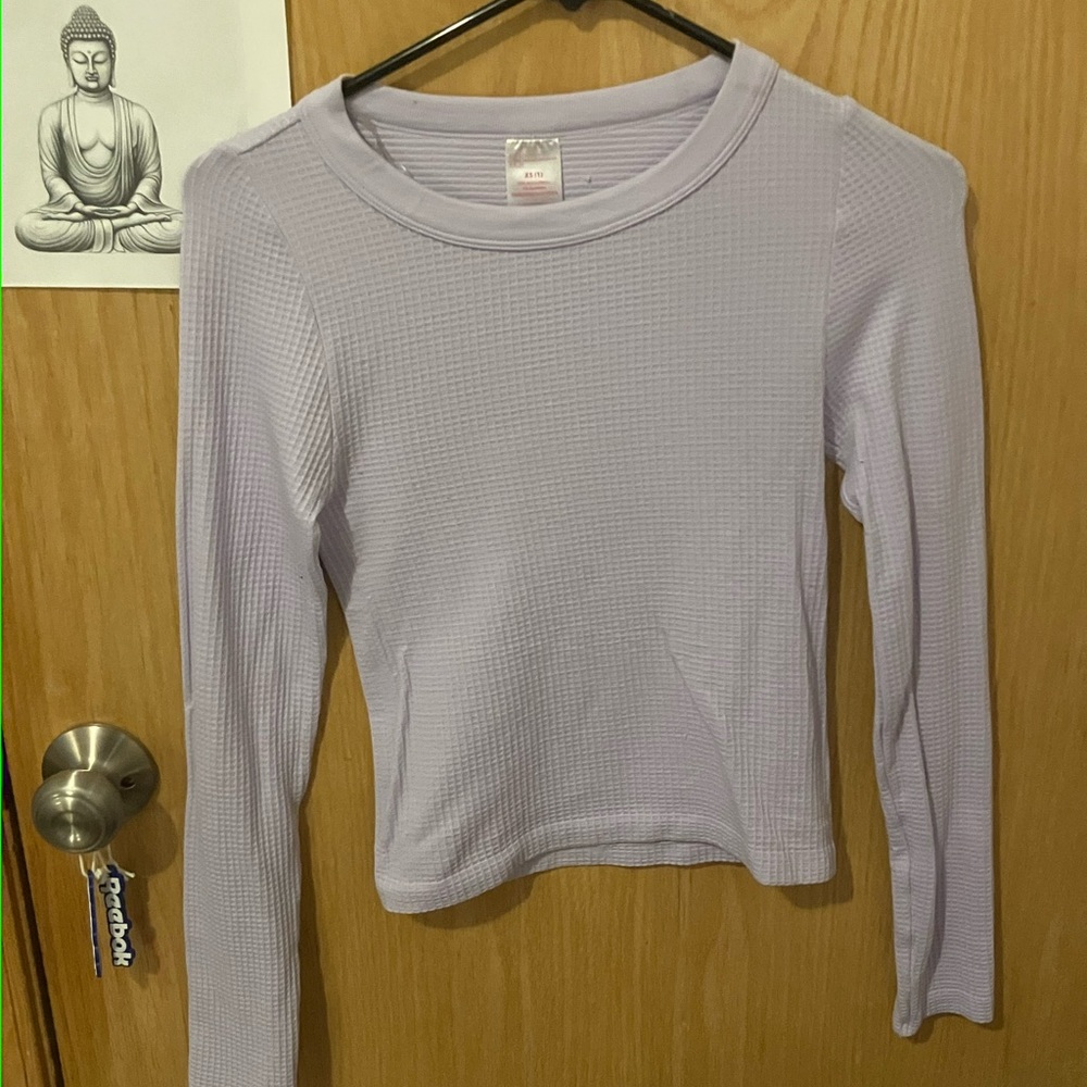 No Boundaries Light Purple Waffle Knit Long Sleeve Top